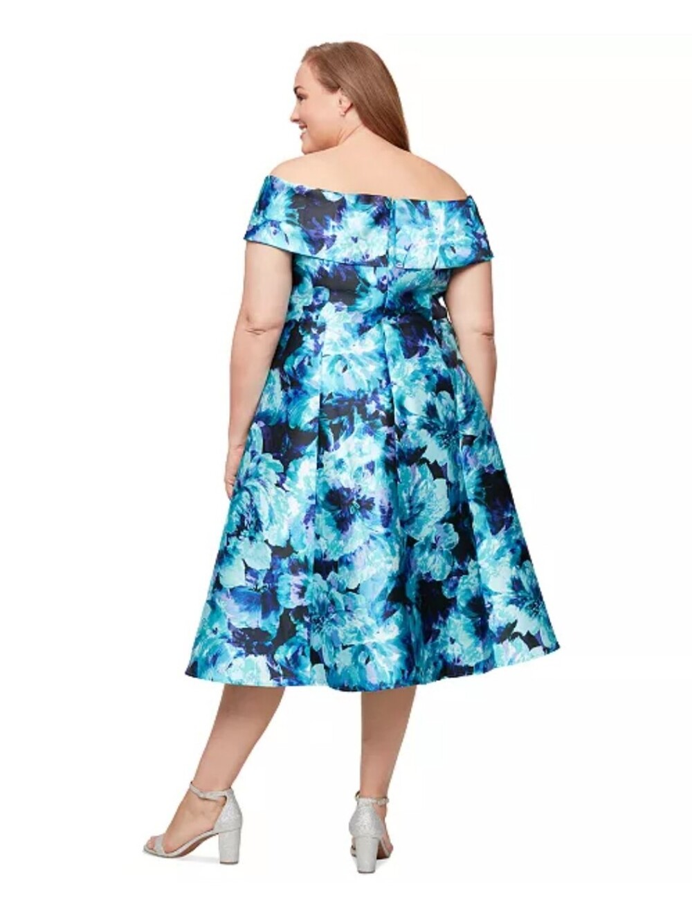 NWT Alex Evenings Blue Floral Fit & Flare Cocktail Dress Size 14 MSRP $199 - Picture 2 of 12